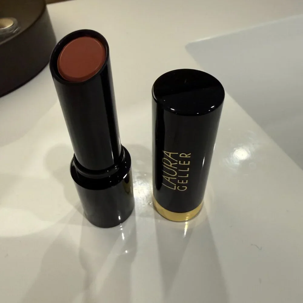 Laura Geller Baked Blush-N-Bronze Rose Bronze + Smart Pout Lipstick Brilliant NE